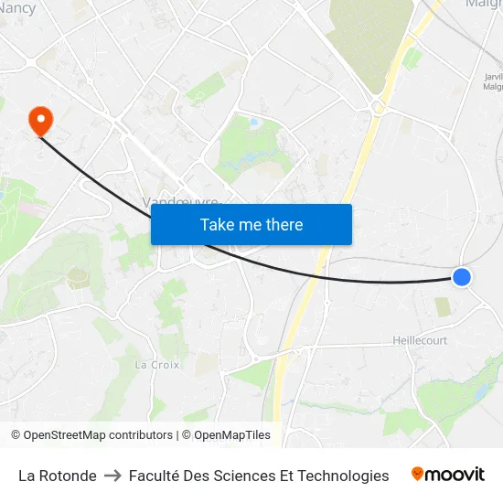 La Rotonde to Faculté Des Sciences Et Technologies map
