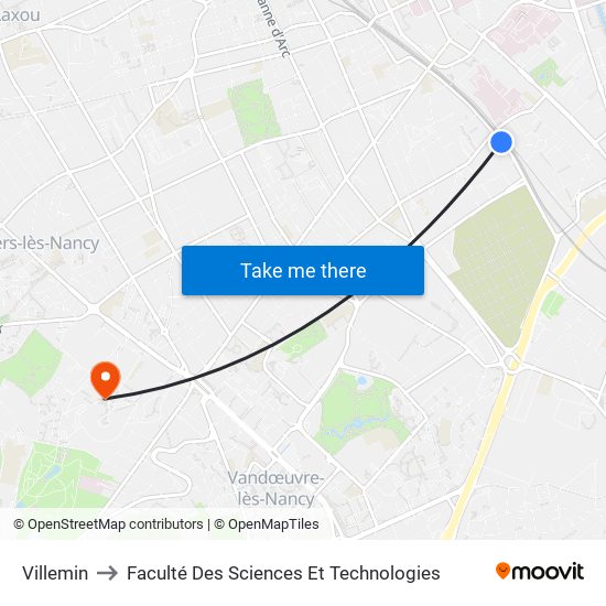 Villemin to Faculté Des Sciences Et Technologies map