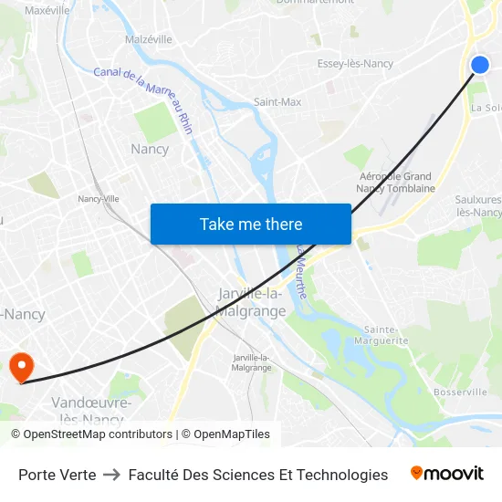 Porte Verte to Faculté Des Sciences Et Technologies map