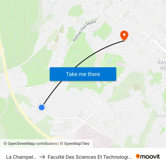 La Champelle to Faculté Des Sciences Et Technologies map