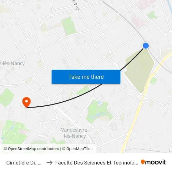 Cimetière Du Sud to Faculté Des Sciences Et Technologies map