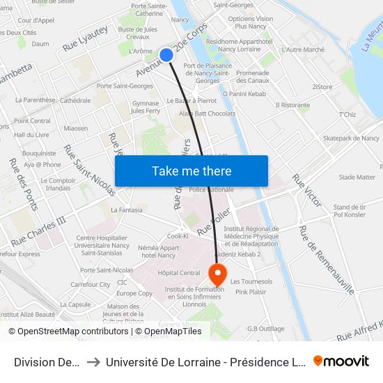 Division De Fer to Université De Lorraine - Présidence Lionnois map