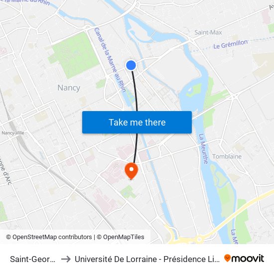 Saint-Georges to Université De Lorraine - Présidence Lionnois map