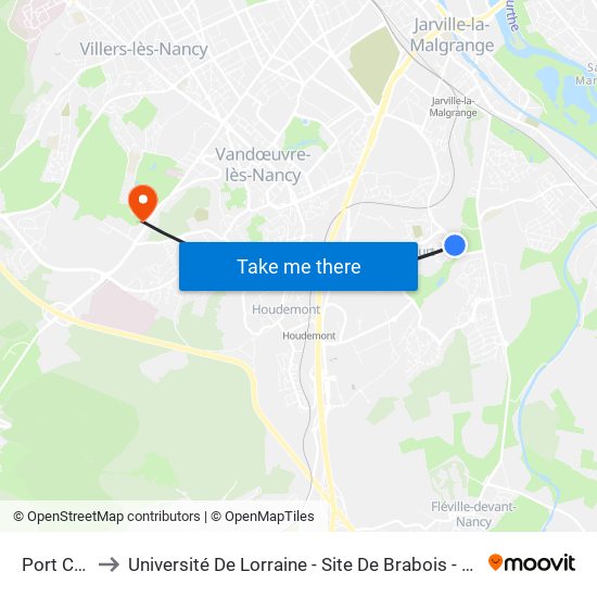 Port Cros to Université De Lorraine - Site De Brabois - Roubault map