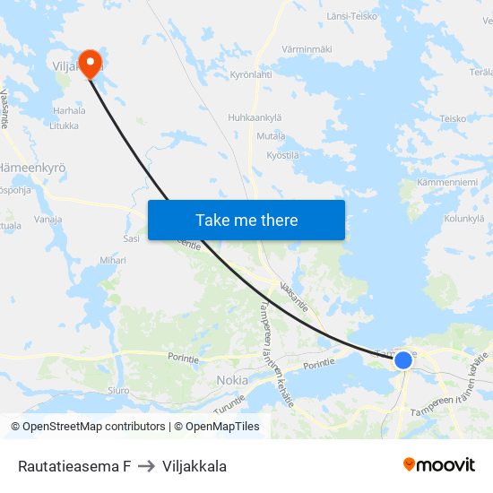 Rautatieasema F to Viljakkala map