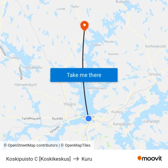 Koskipuisto C [Koskikeskus] to Kuru map