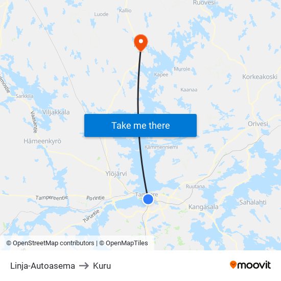 Linja-Autoasema to Kuru map