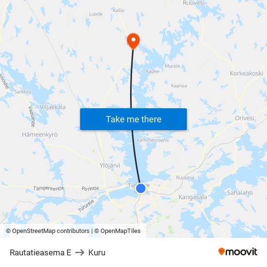 Rautatieasema E to Kuru map