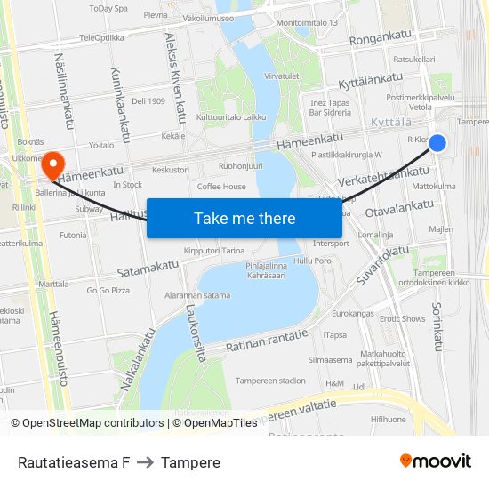 Rautatieasema F to Tampere map