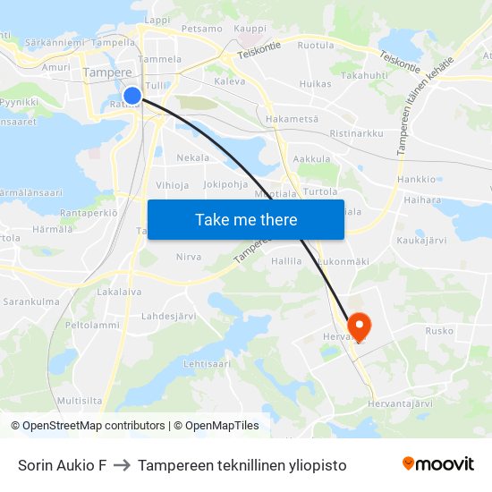 Sorin Aukio F to Tampereen teknillinen yliopisto map