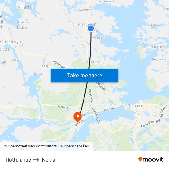 Ilottulantie to Nokia map