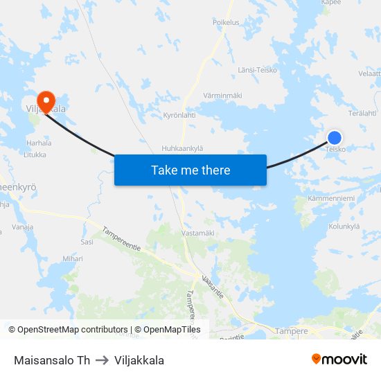 Maisansalo Th to Viljakkala map