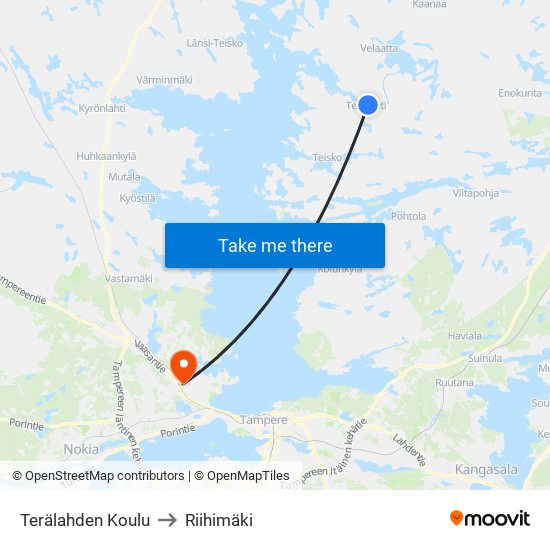 Terälahden Koulu to Riihimäki map