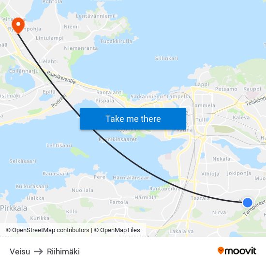 Veisu to Riihimäki map