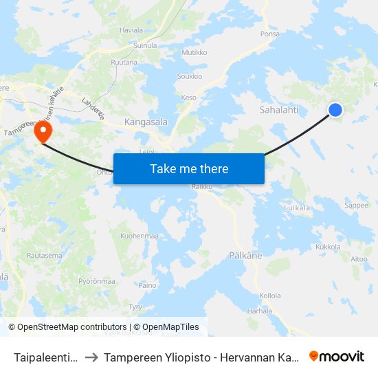Taipaleentie L to Tampereen Yliopisto - Hervannan Kampus map
