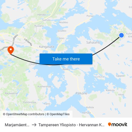 Marjamäentie L to Tampereen Yliopisto - Hervannan Kampus map