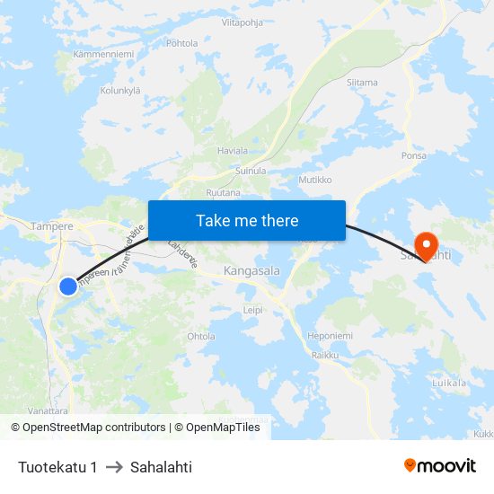 Tuotekatu 1 to Sahalahti map