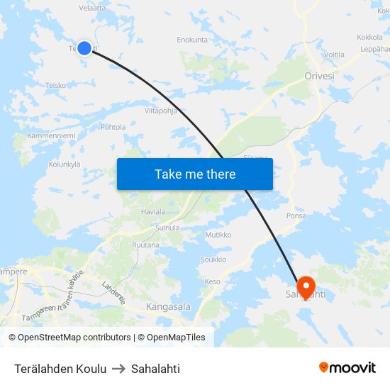 Terälahden Koulu to Sahalahti map