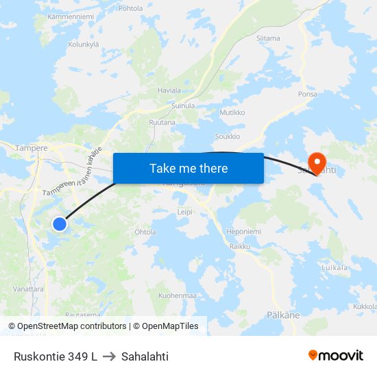 Ruskontie 349 L to Sahalahti map