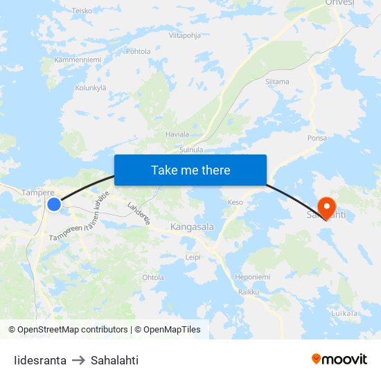 Iidesranta to Sahalahti map
