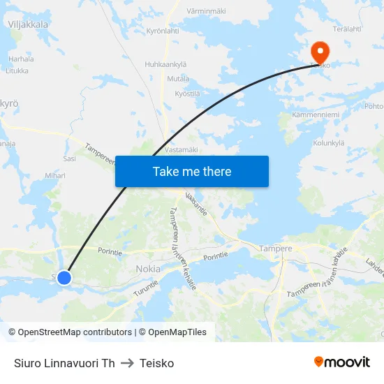 Siuro Linnavuori Th to Teisko map