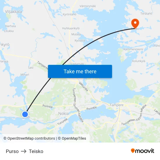Purso to Teisko map