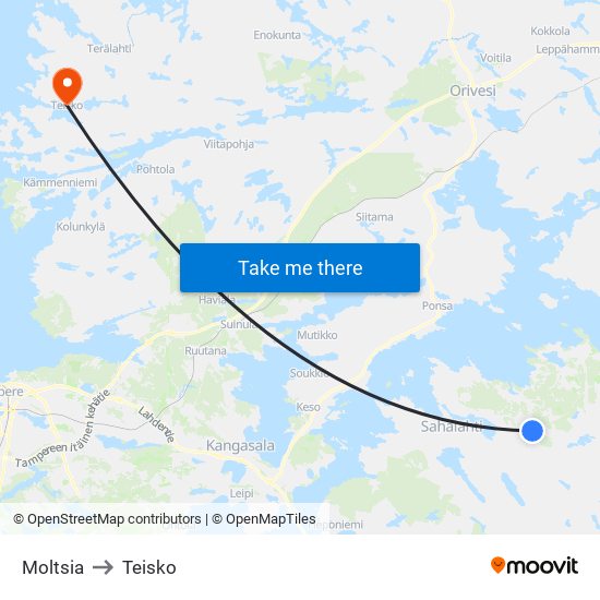 Moltsia to Teisko map