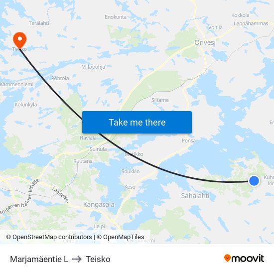 Marjamäentie L to Teisko map