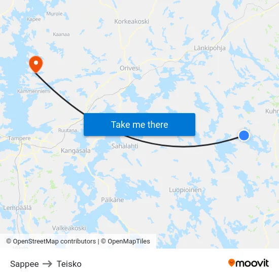 Sappee to Teisko map
