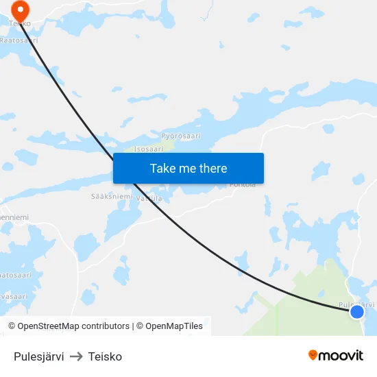 Pulesjärvi to Teisko map