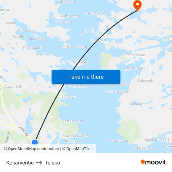 Keijärventie to Teisko map
