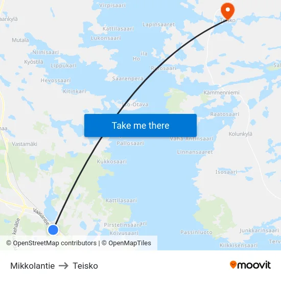 Mikkolantie to Teisko map