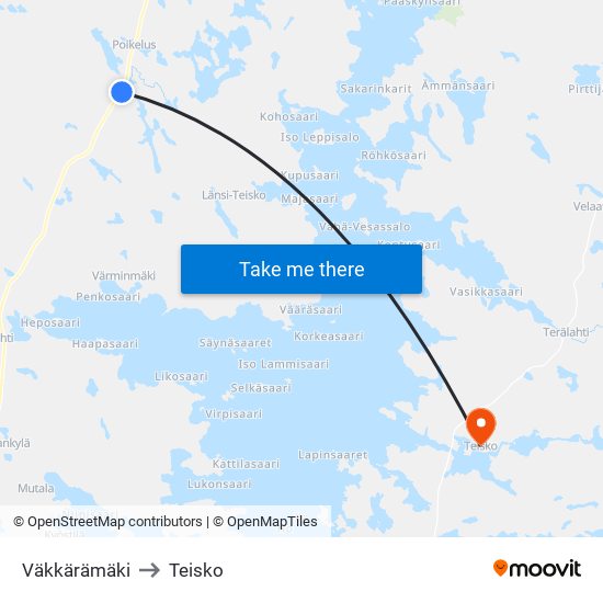 Väkkärämäki to Teisko map