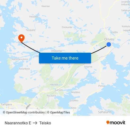 Naarannotko E to Teisko map
