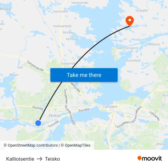 Kallioisentie to Teisko map