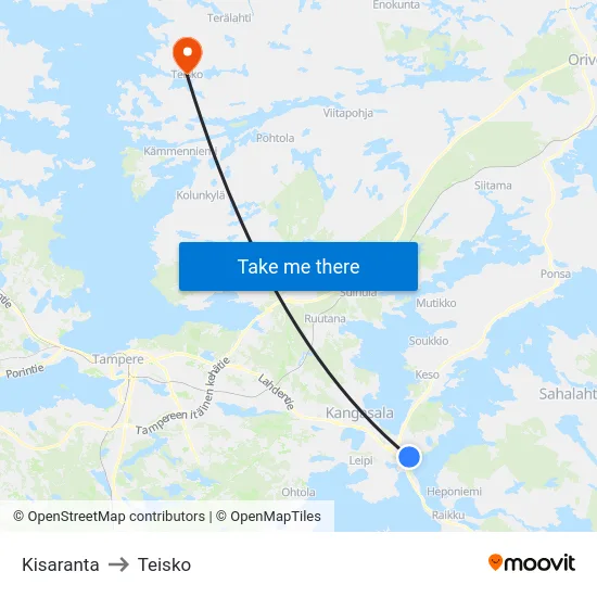 Kisaranta to Teisko map