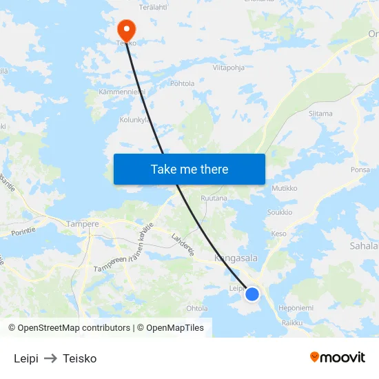 Leipi to Teisko map