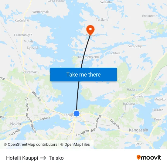 Hotelli Kauppi to Teisko map