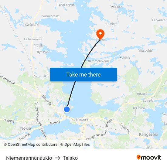 Niemenrannanaukio to Teisko map
