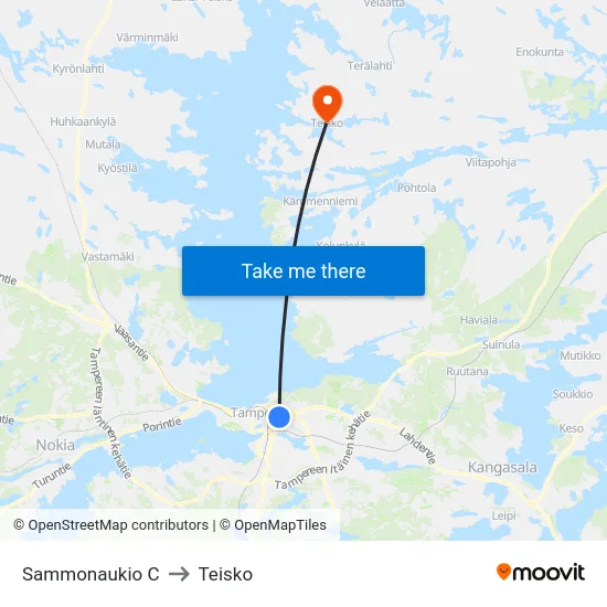 Sammonaukio C to Teisko map