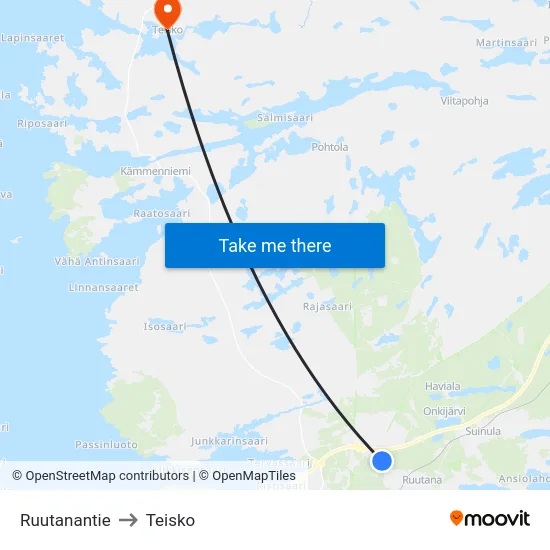 Ruutanantie to Teisko map