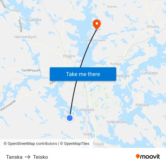 Tanska to Teisko map