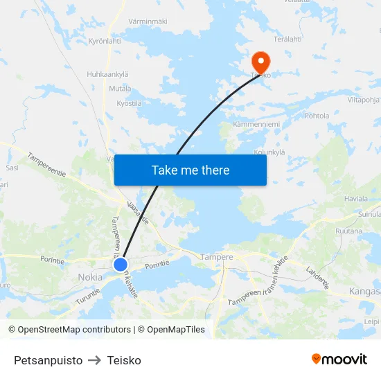 Petsanpuisto to Teisko map