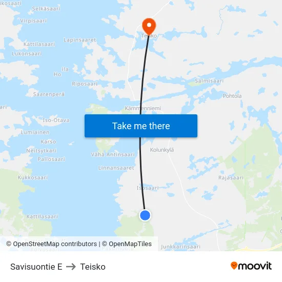 Savisuontie E to Teisko map