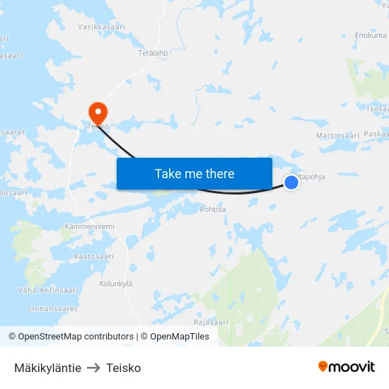 Mäkikyläntie to Teisko map