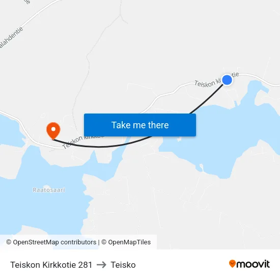 Teiskon Kirkkotie 281 to Teisko map