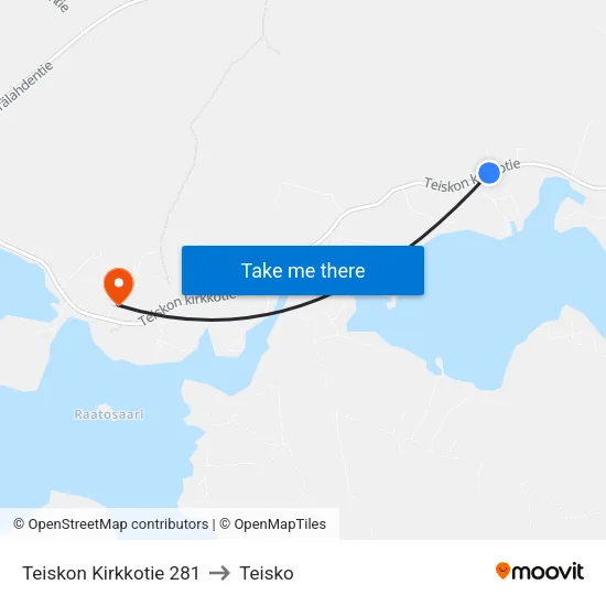 Teiskon Kirkkotie 281 to Teisko map