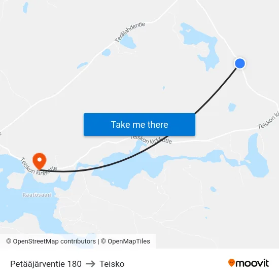 Petääjärventie 180 to Teisko map