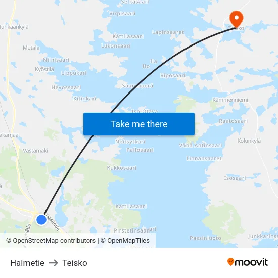 Halmetie to Teisko map