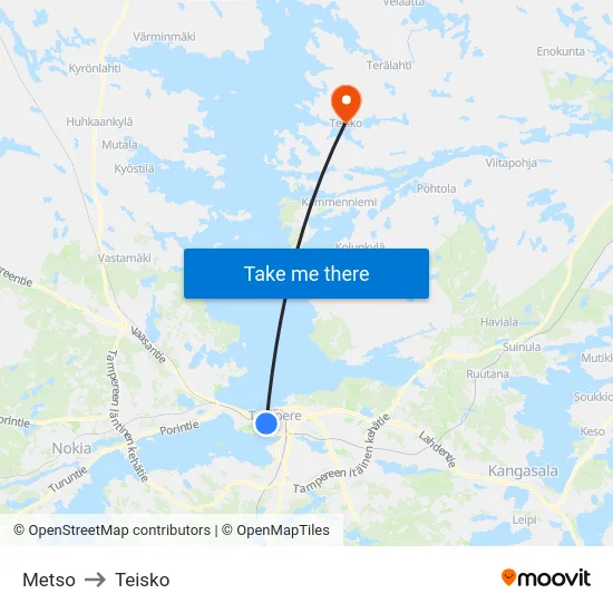 Metso to Teisko map